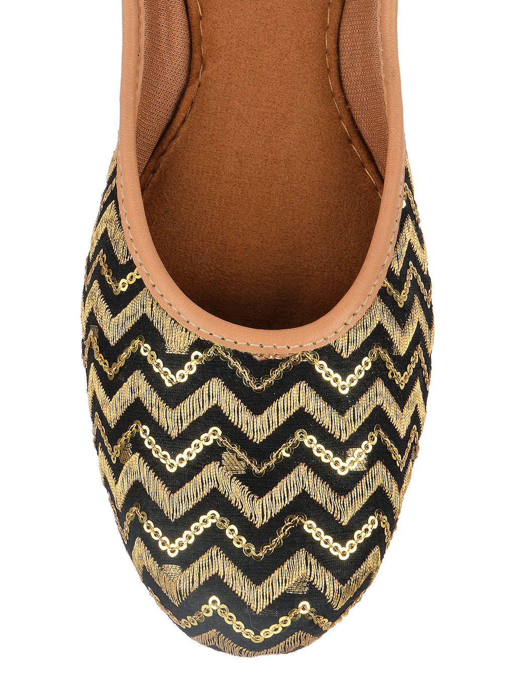Desi Colour Women Indian Ethnic Footwear-Black Chevron | Grocsy