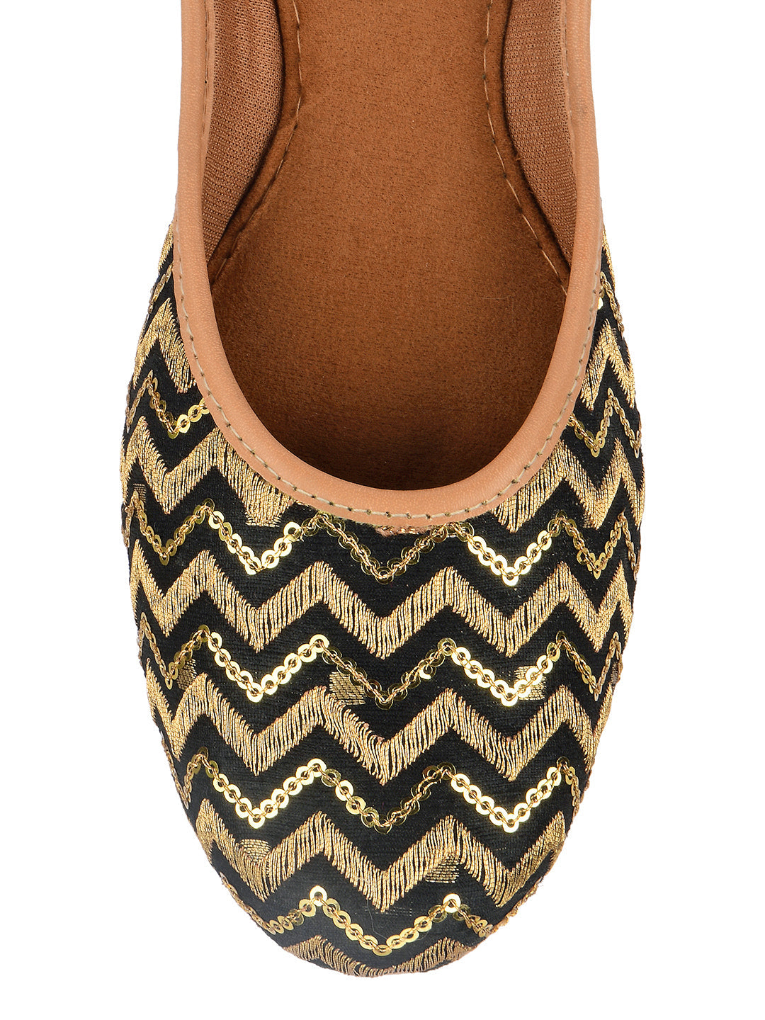 Desi Colour Women Indian Ethnic Footwear-Black Chevron | Grocsy