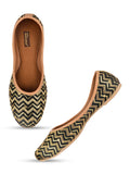 Desi Colour Women Indian Ethnic Footwear-Black Chevron | Grocsy