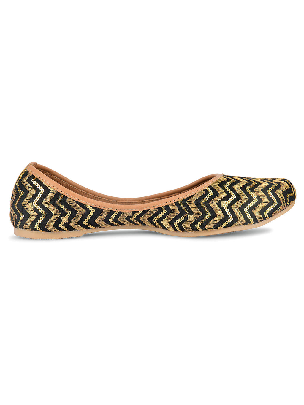 Desi Colour Women Indian Ethnic Footwear-Black Chevron | Grocsy