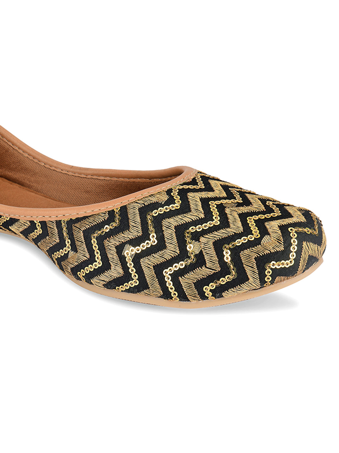 Desi Colour Women Indian Ethnic Footwear-Black Chevron | Grocsy