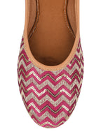 Desi Colour Women Indian Ethnic Footwear-Pink Chevron | Grocsy