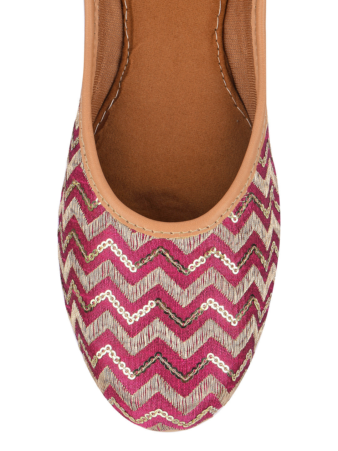 Desi Colour Women Indian Ethnic Footwear-Pink Chevron | Grocsy