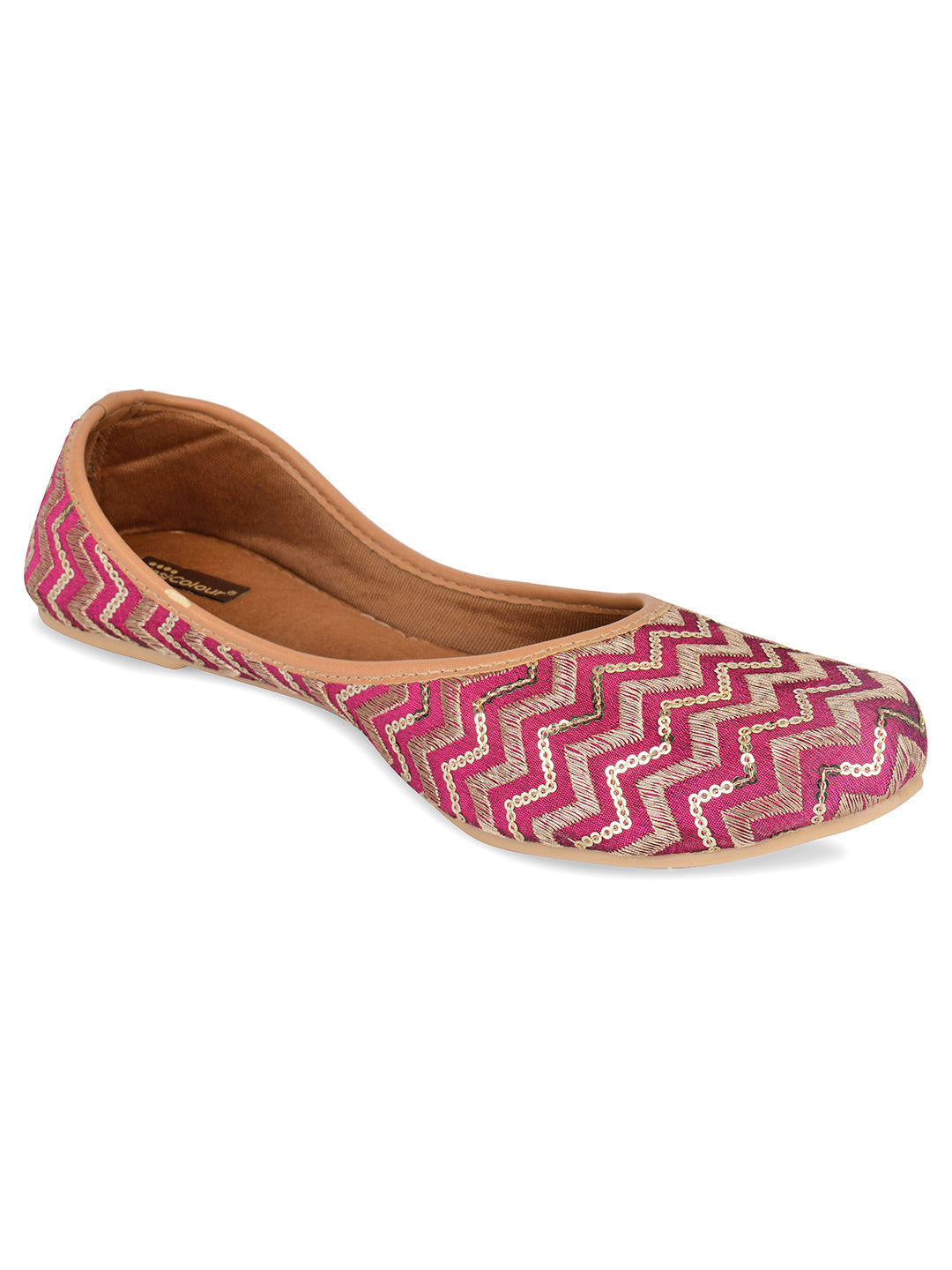 Desi Colour Women Indian Ethnic Footwear-Pink Chevron | Grocsy