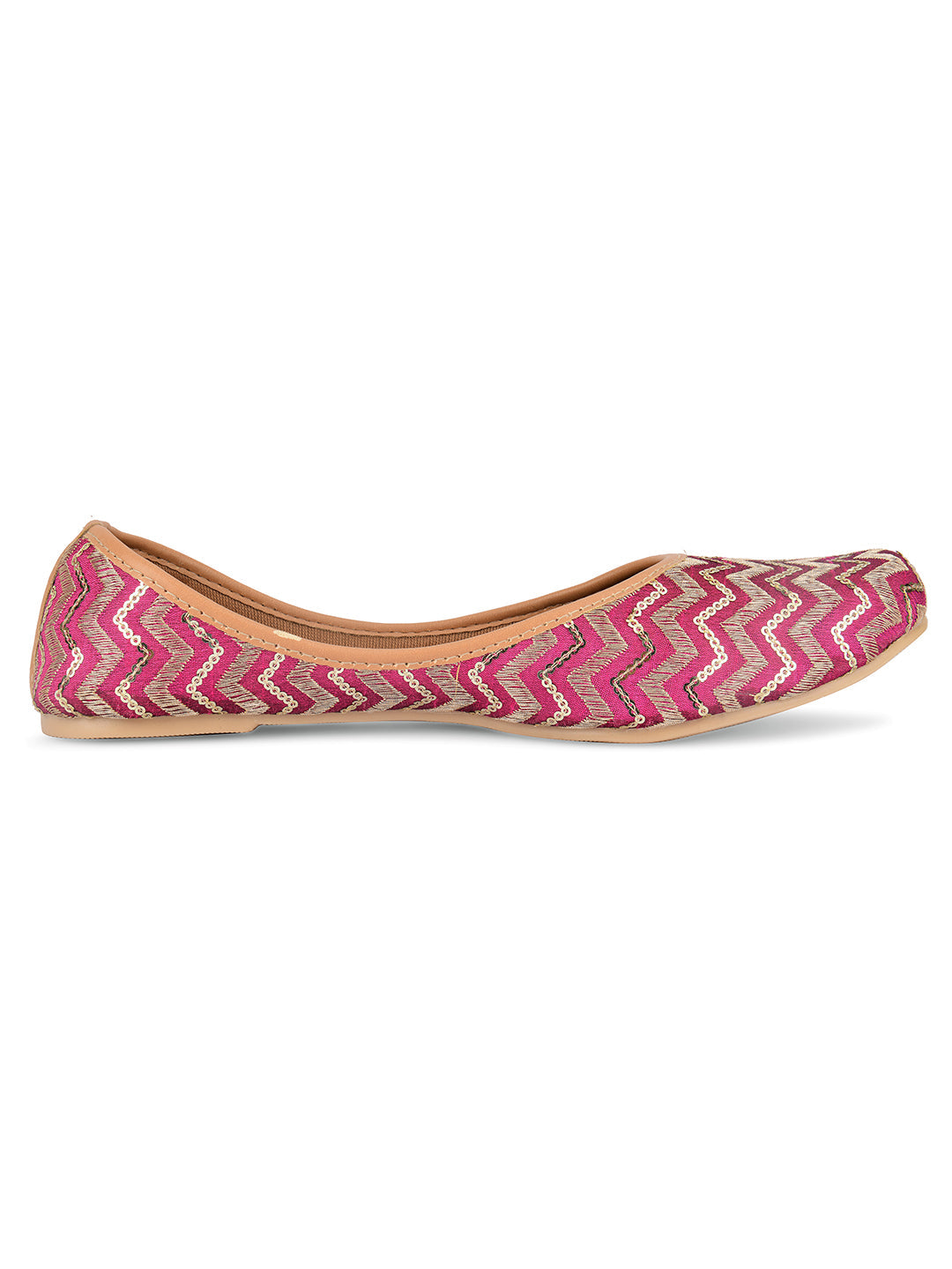 Desi Colour Women Indian Ethnic Footwear-Pink Chevron | Grocsy