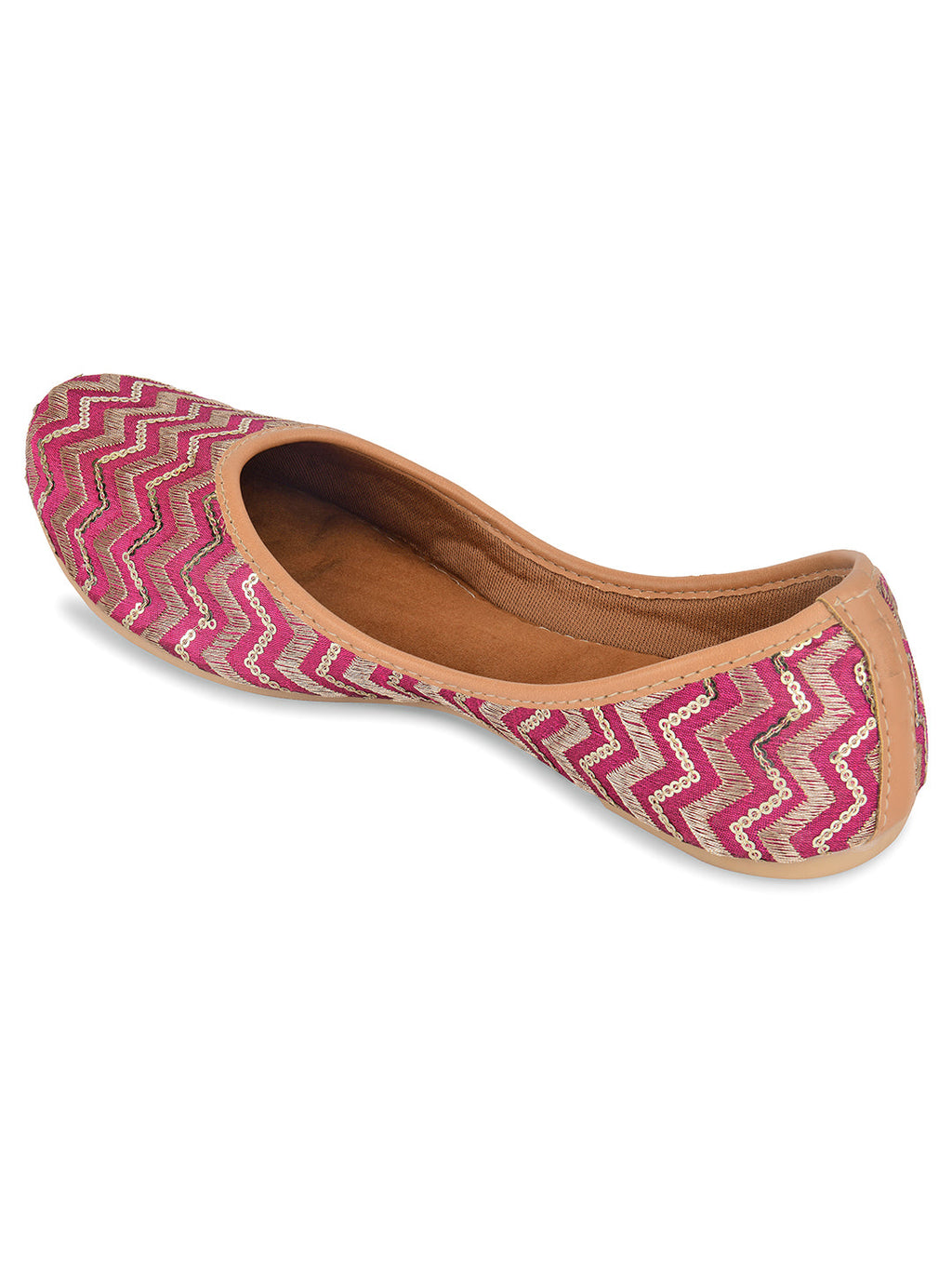 Desi Colour Women Indian Ethnic Footwear-Pink Chevron | Grocsy