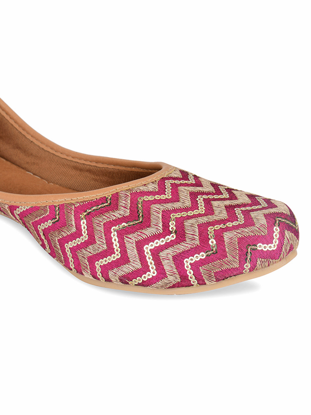 Desi Colour Women Indian Ethnic Footwear-Pink Chevron | Grocsy