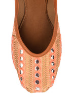 Desi Colour Women Indian Ethnic Footwear-Peach Embroidery | Grocsy