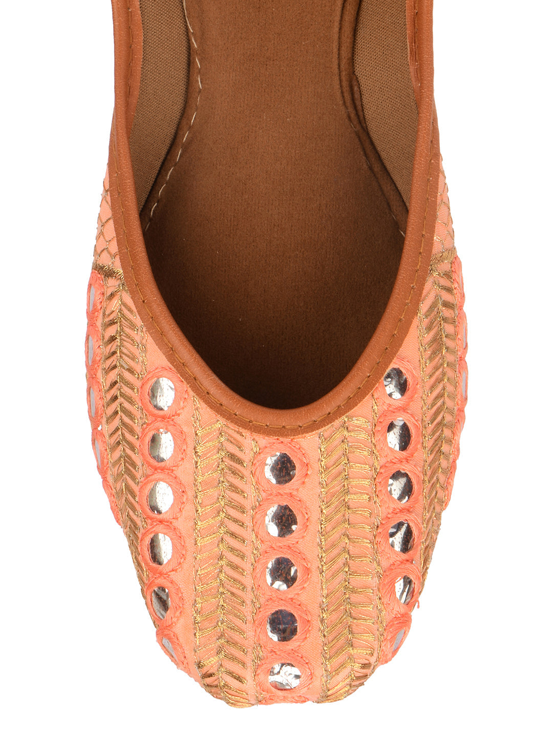 Desi Colour Women Indian Ethnic Footwear-Peach Embroidery | Grocsy