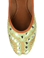 Desi Colour Women Indian Ethnic Footwear-Sea Green Embroidery | Grocsy