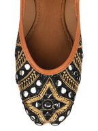 Desi Colour Women Indian Ethnic Footwear-Mini Dabka-Black Mirror | Grocsy
