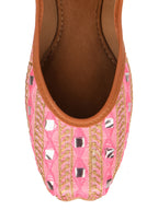 Desi Colour Women Indian Ethnic Footwear-Mini Dabka-Pink Mirror Lines | Grocsy
