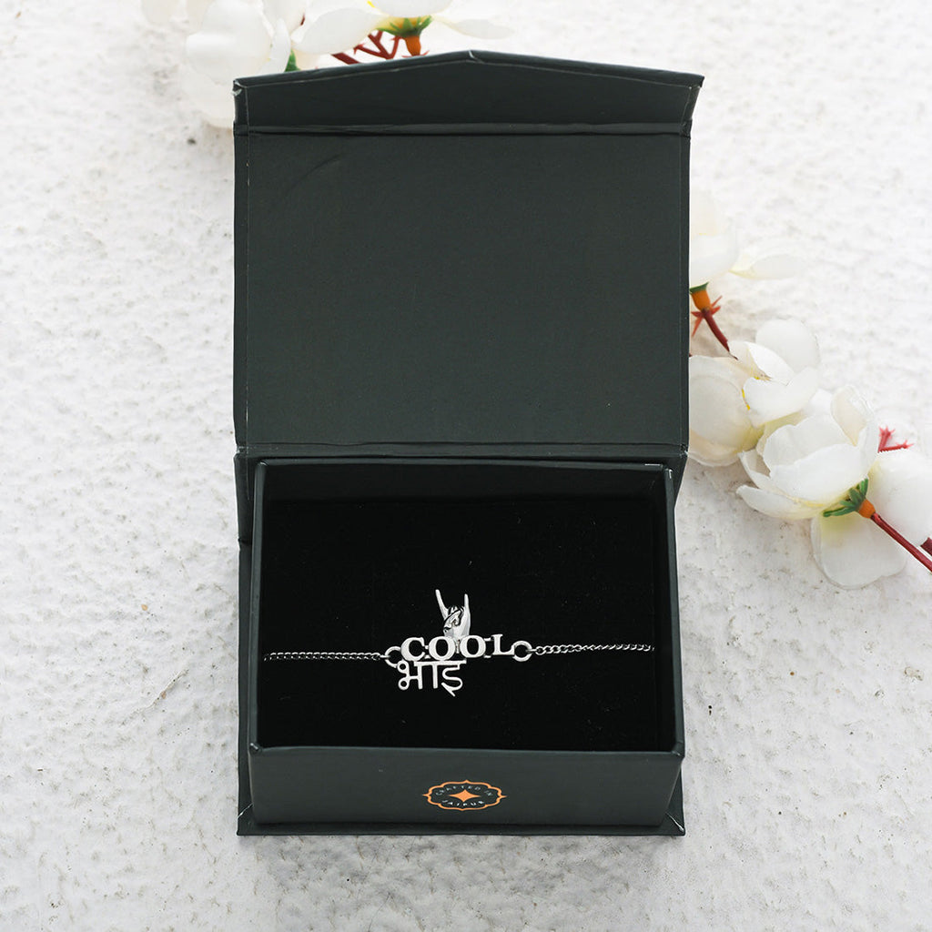 trueBrowns X Voylla 925 Sterling Silver Precious Cool Bhai Bracelet Rakhi | Grocsy