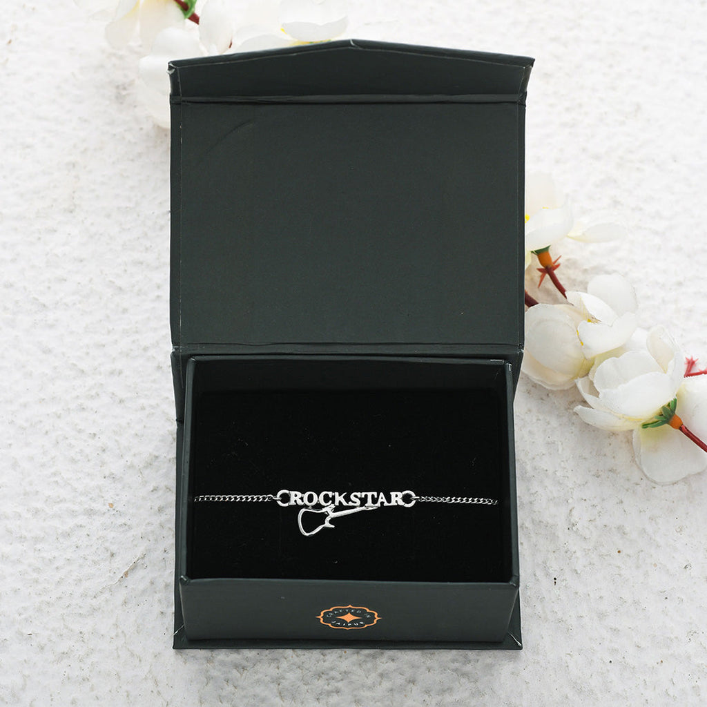 trueBrowns 925 Sterling Silver Precious ROCKSTAR Bracelet Rakhi | Grocsy