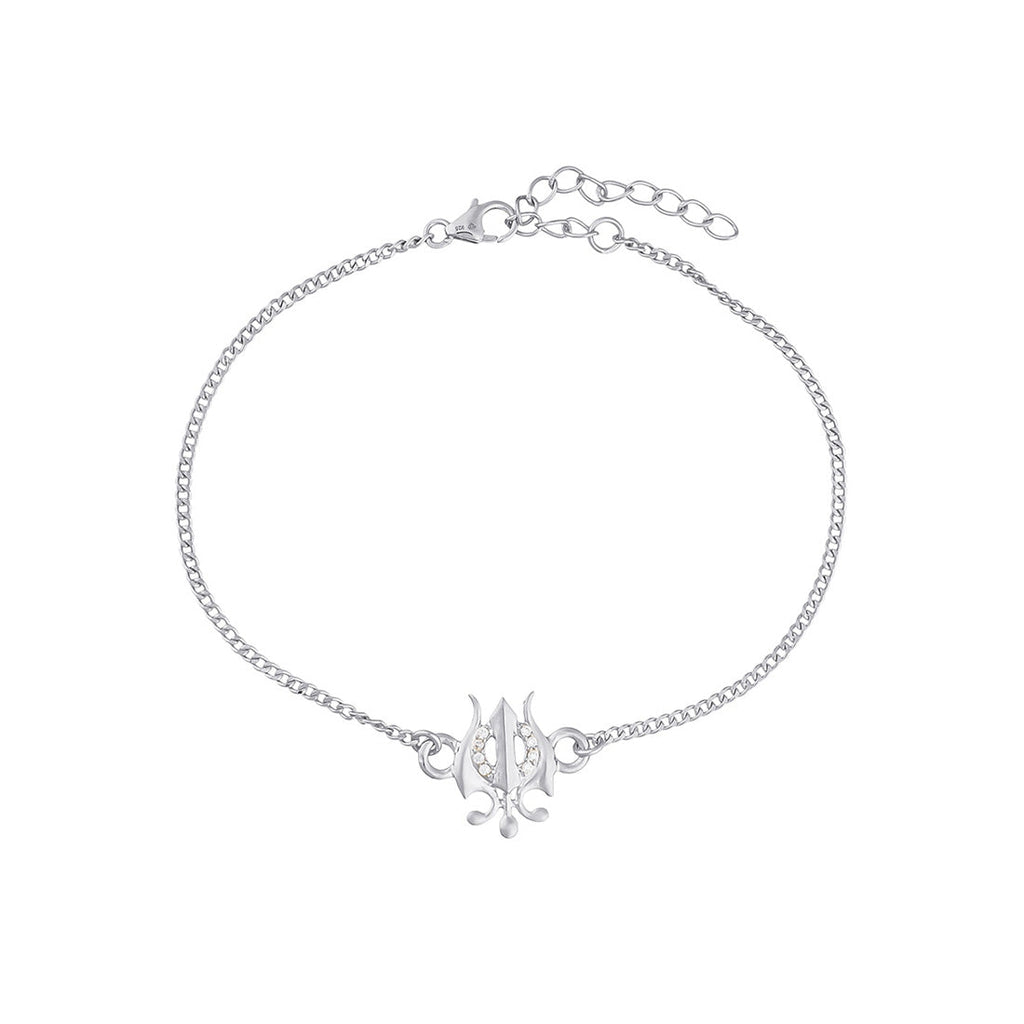trueBrowns 925 Sterling Silver Precious Trishul Silver Bracelet Rakhi | Grocsy