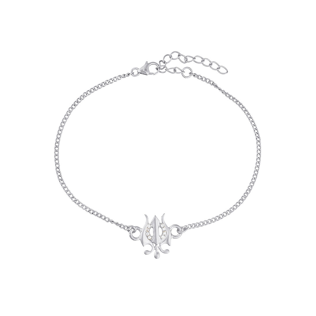 trueBrowns 925 Sterling Silver Precious Trishul Silver Bracelet Rakhi | Grocsy