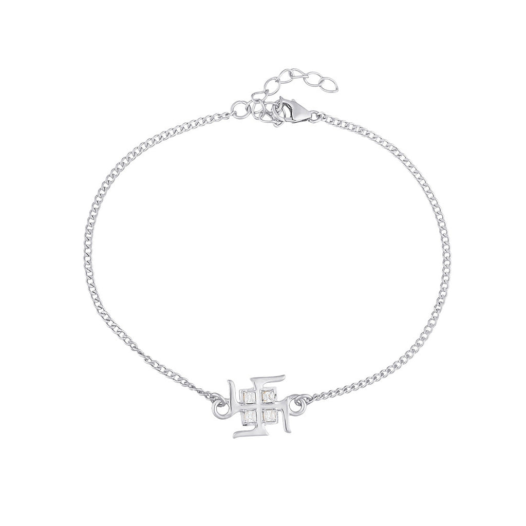 trueBrowns 925 Sterling Silver Precious Swastik Bracelet Rakhi | Grocsy