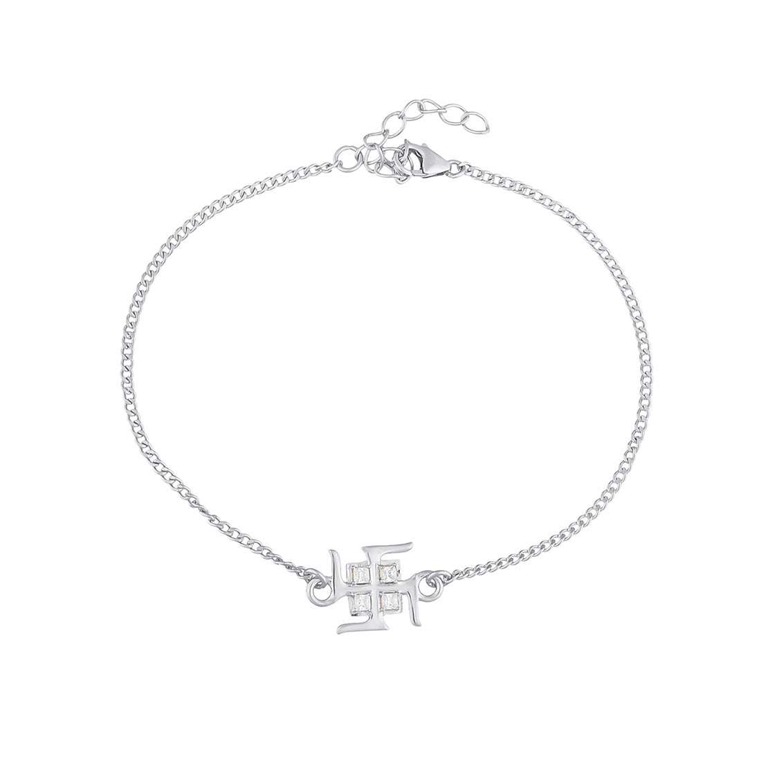 trueBrowns 925 Sterling Silver Precious Swastik Bracelet Rakhi | Grocsy