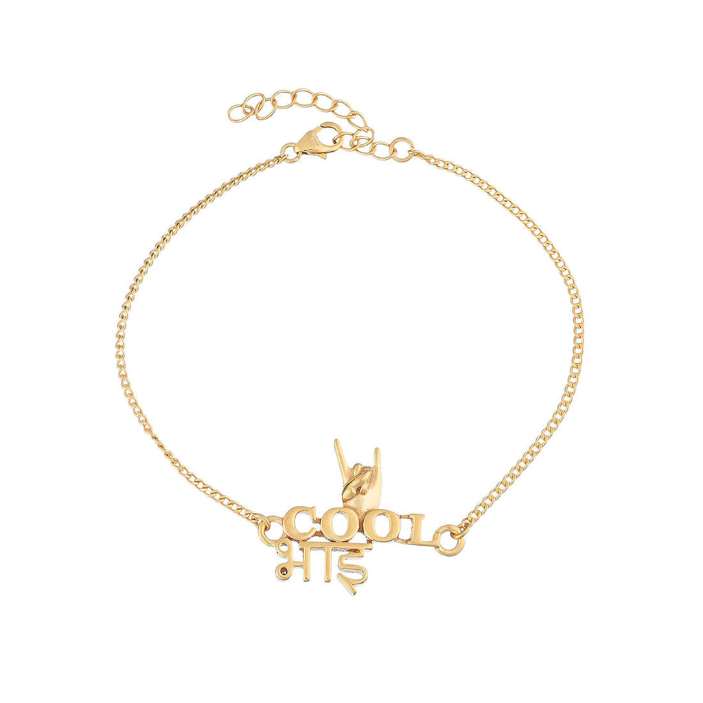 trueBrowns 925 Sterling Silver Gold-Polished Classic Cool Bhai Bracelet Rakhi | Grocsy