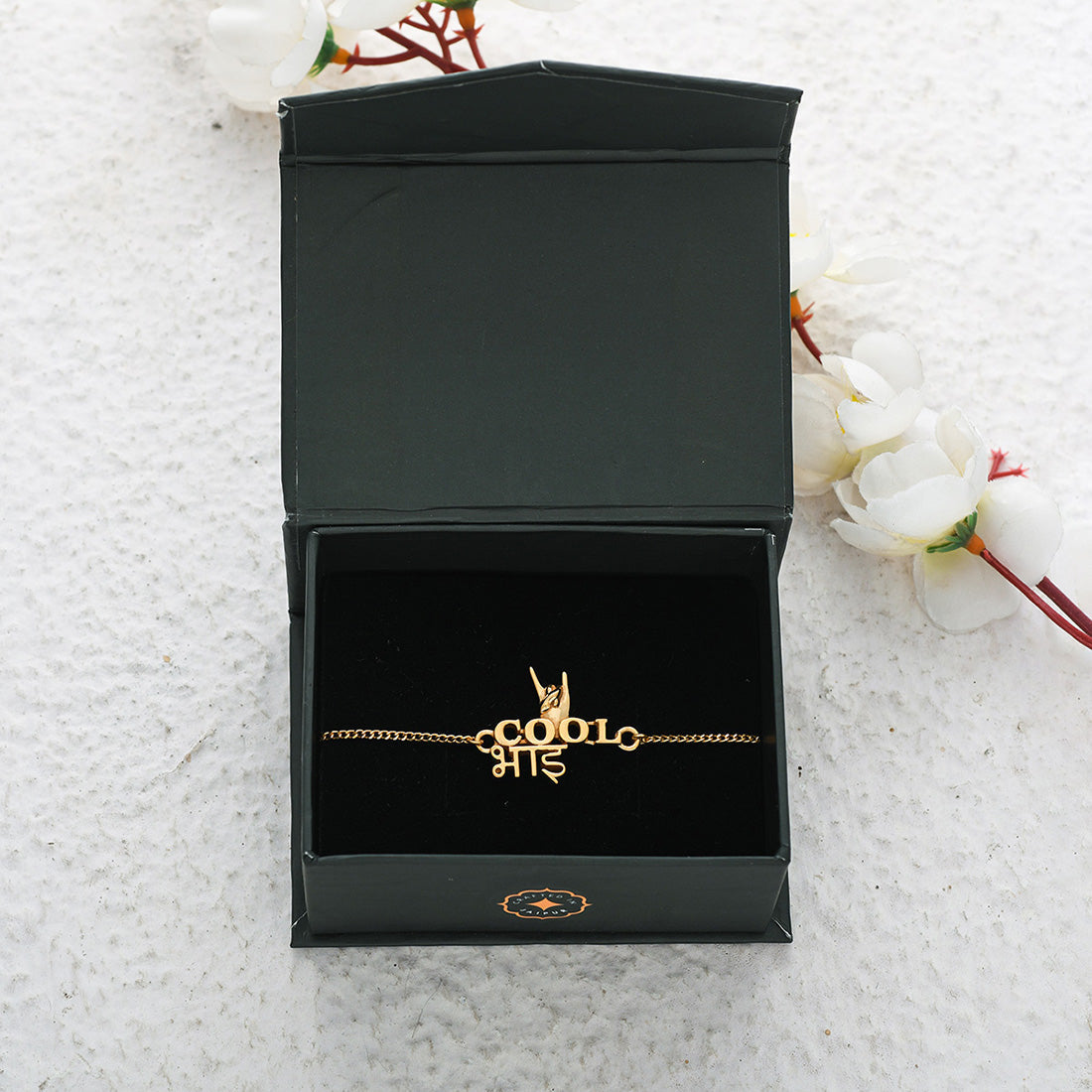 trueBrowns 925 Sterling Silver Gold-Polished Classic Cool Bhai Bracelet Rakhi | Grocsy