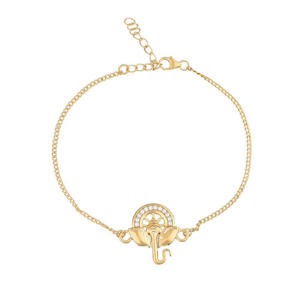 trueBrowns 925 Sterling Silver Gold-Polished Ganesha Bracelet Rakhi | Grocsy