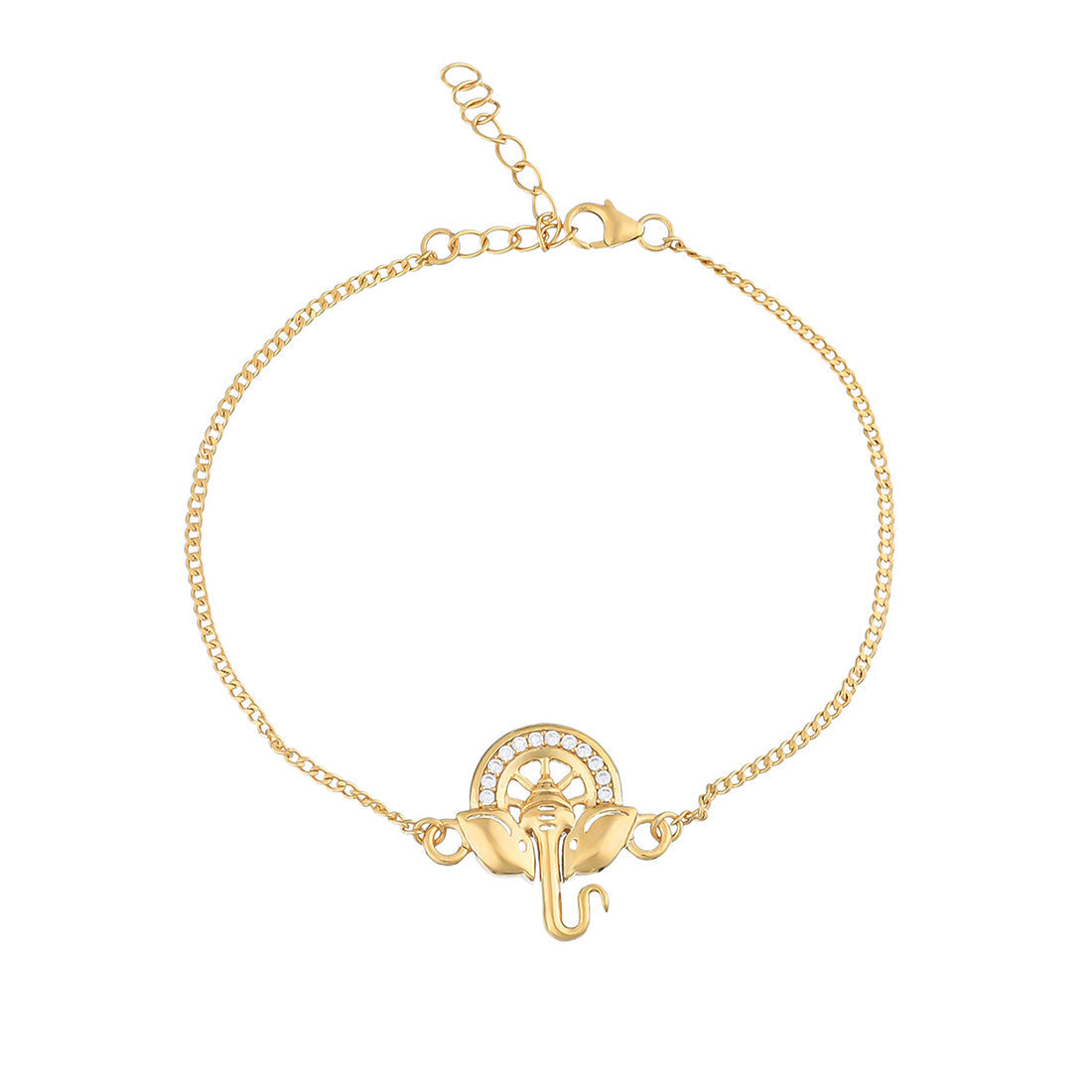 trueBrowns 925 Sterling Silver Gold-Polished Ganesha Bracelet Rakhi | Grocsy