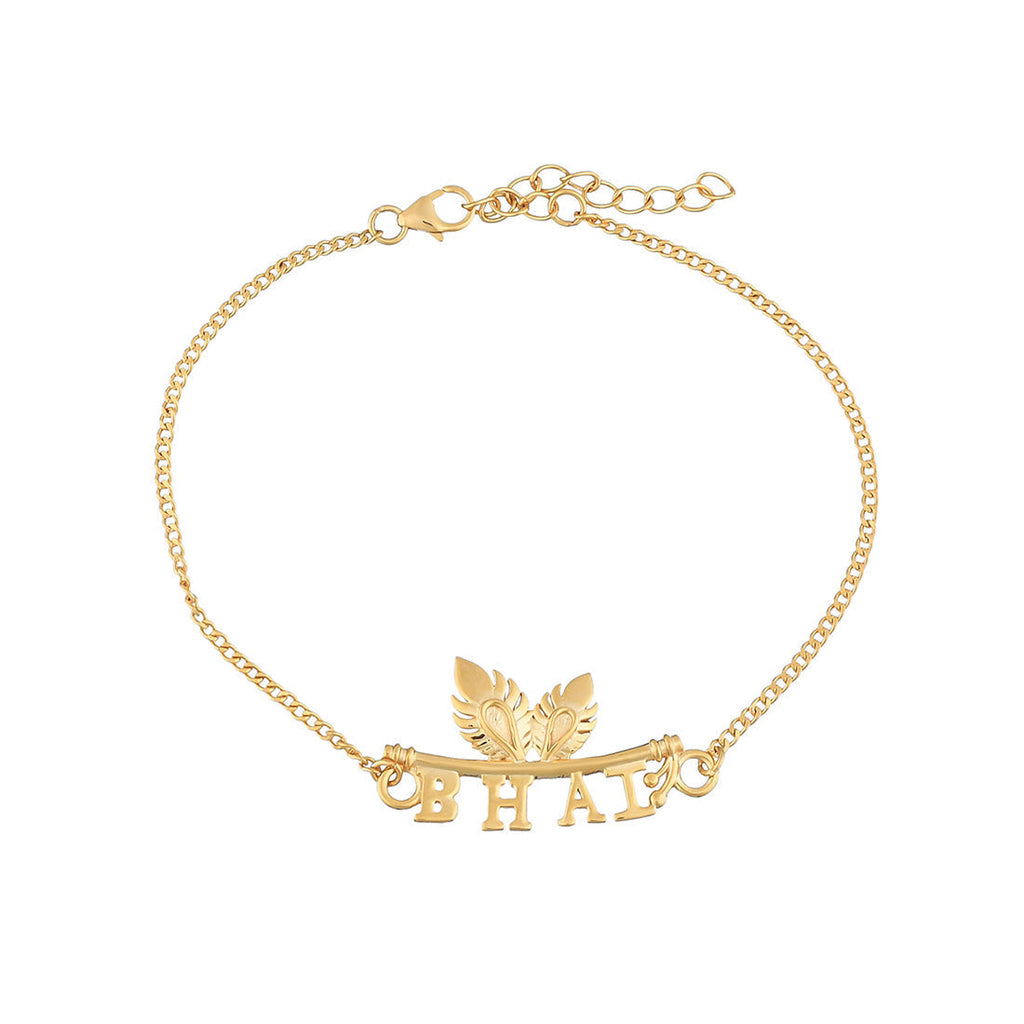 trueBrowns 925 Sterling Silver Gold-Polished Gold Micron Plated Bhai Bracelet Rakhi | Grocsy