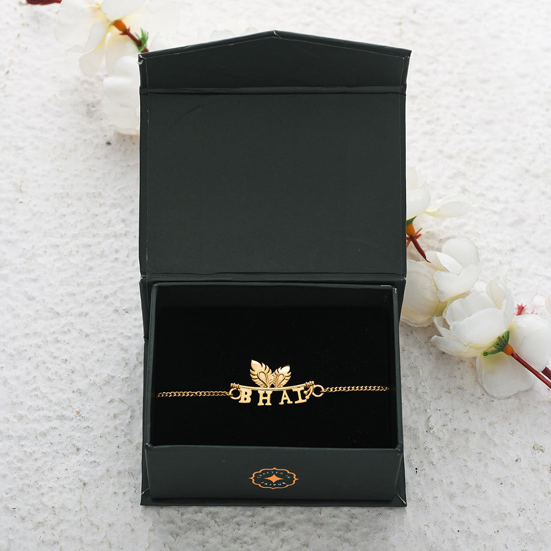 trueBrowns 925 Sterling Silver Gold-Polished Gold Micron Plated Bhai Bracelet Rakhi | Grocsy