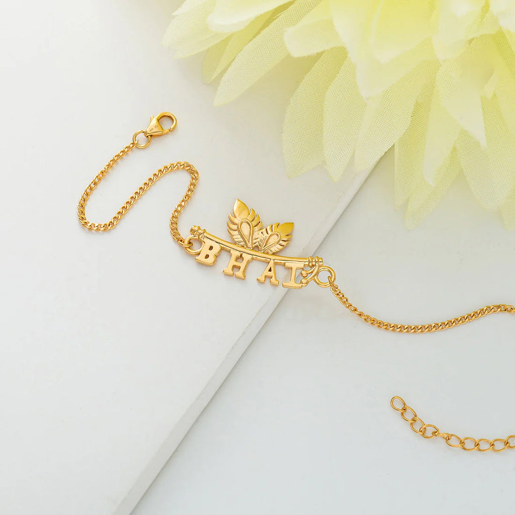 trueBrowns 925 Sterling Silver Gold-Polished Gold Micron Plated Bhai Bracelet Rakhi | Grocsy