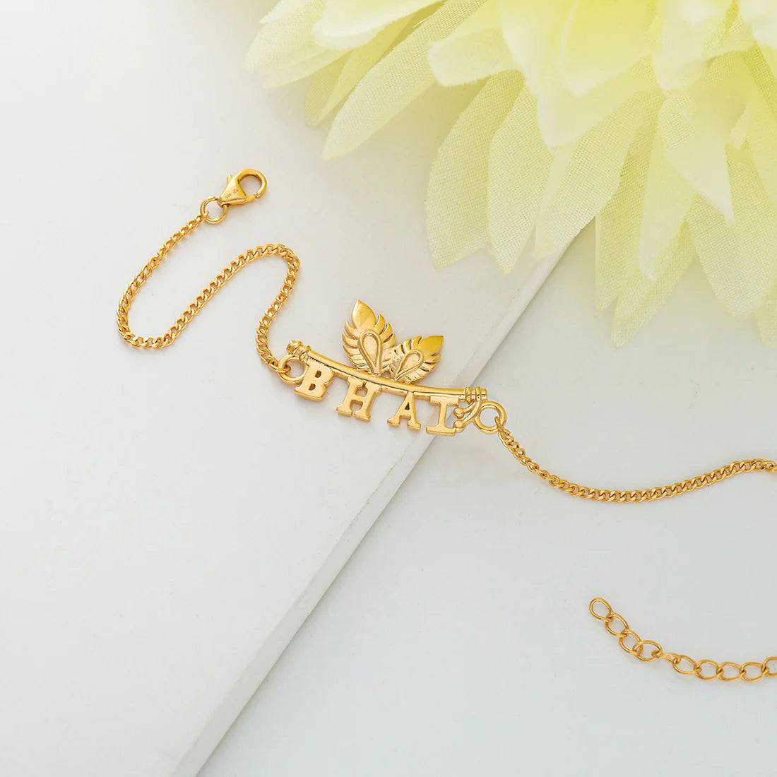 trueBrowns 925 Sterling Silver Gold-Polished Gold Micron Plated Bhai Bracelet Rakhi | Grocsy