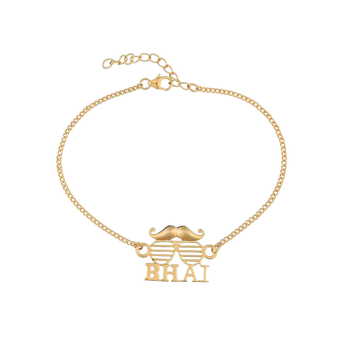 trueBrowns 925 Sterling Silver Gold-Polished Gold Micron Plated Bhai Bracelet Rakhi | Grocsy