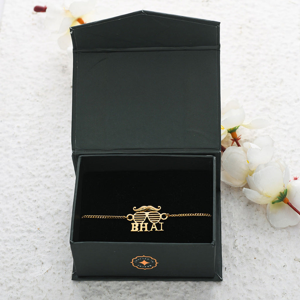 trueBrowns 925 Sterling Silver Gold-Polished Gold Micron Plated Bhai Bracelet Rakhi | Grocsy