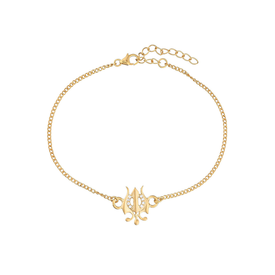 trueBrowns 925 Sterling Silver Gold-Polished Gold Micron Plated Trishul Bracelet Rakhi | Grocsy