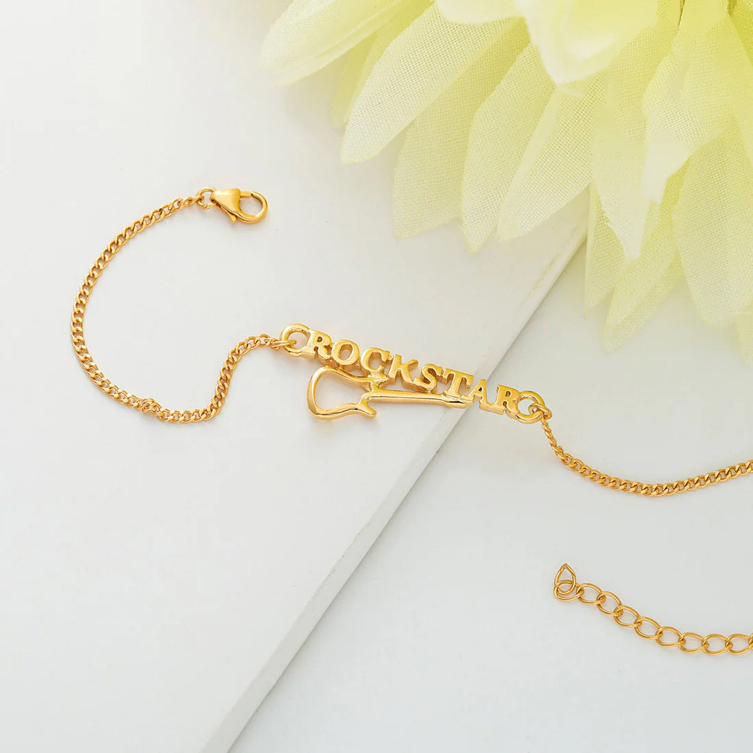 trueBrowns 925 Sterling Silver Rockstar Gold-Polished Gold Micron Plated Bracelet Rakhi | Grocsy
