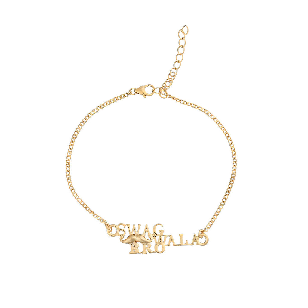 trueBrowns 925 Sterling Silver Gold-Polished Gold Micron Plated Swag Bracelet Rakhi | Grocsy