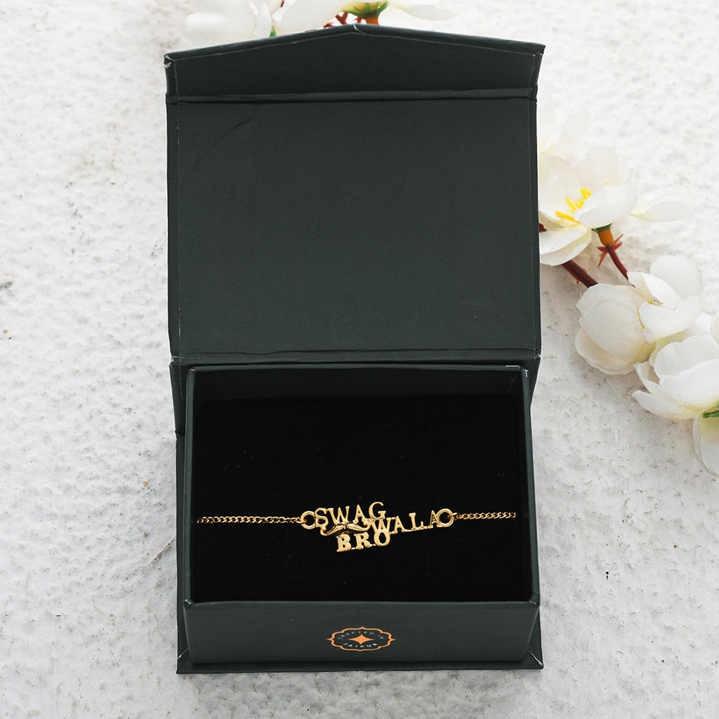trueBrowns 925 Sterling Silver Gold-Polished Gold Micron Plated Swag Bracelet Rakhi | Grocsy