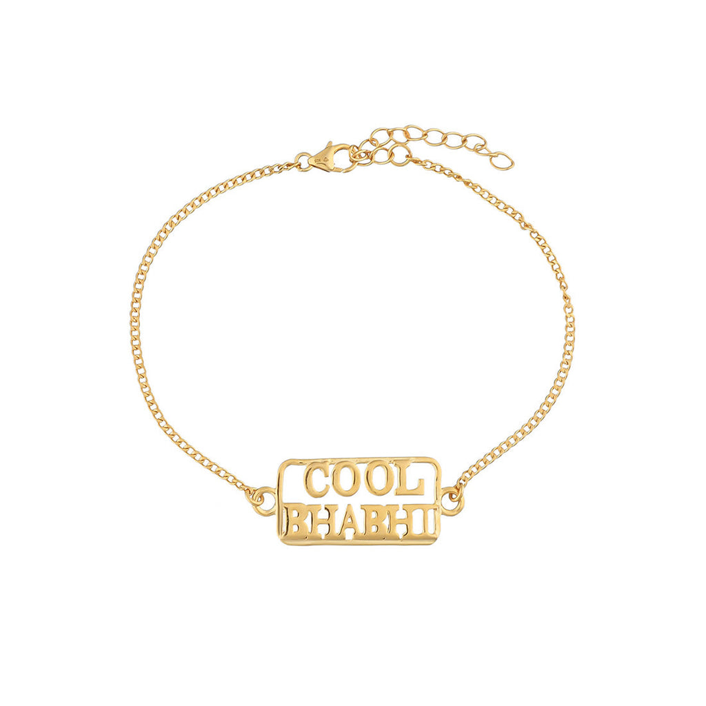trueBrowns 925 Sterling Silver Gold-Polished Gold Micron Plated Cool Bhabhi Rakhi | Grocsy