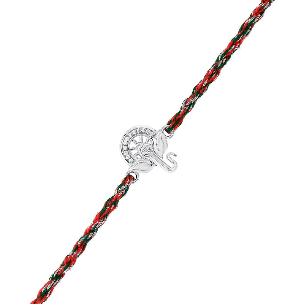 trueBrowns 925 Sterling Silver Auspicious Ganpati Thread Style Rakhi | Grocsy