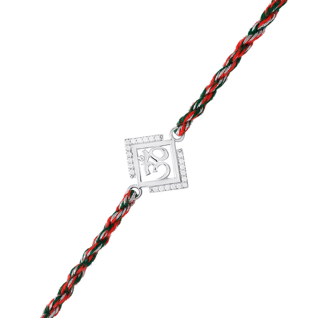 trueBrowns 925 Sterling Silver Precious Om Thread Rakhi | Grocsy