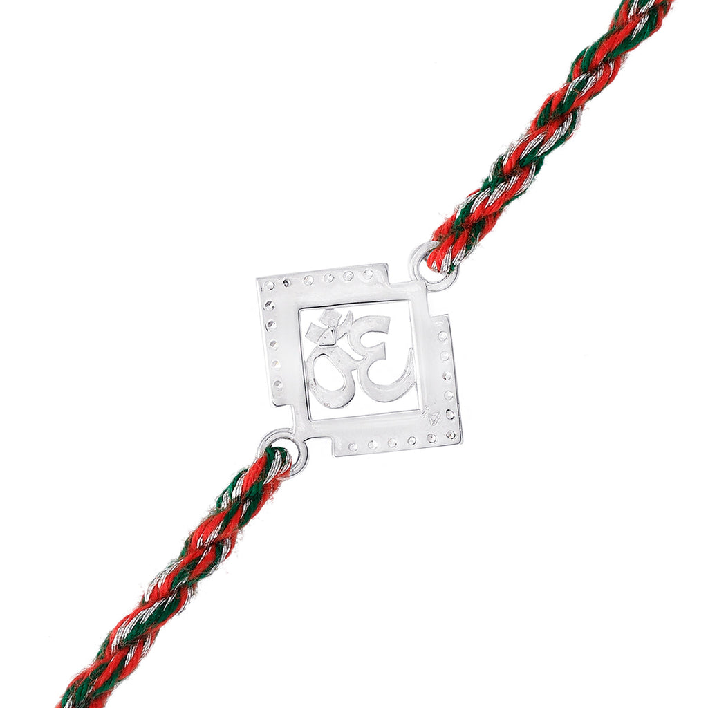 trueBrowns 925 Sterling Silver Precious Om Thread Rakhi | Grocsy