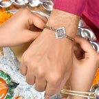 trueBrowns 925 Sterling Silver Precious Om Thread Rakhi | Grocsy