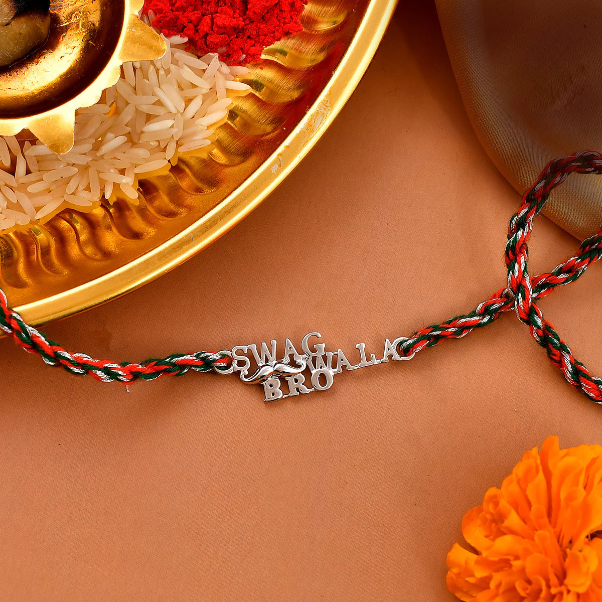 trueBrowns X Voylla 925 Sterling Silver Precious Swag Wala Bro Thread Rakhi | Grocsy