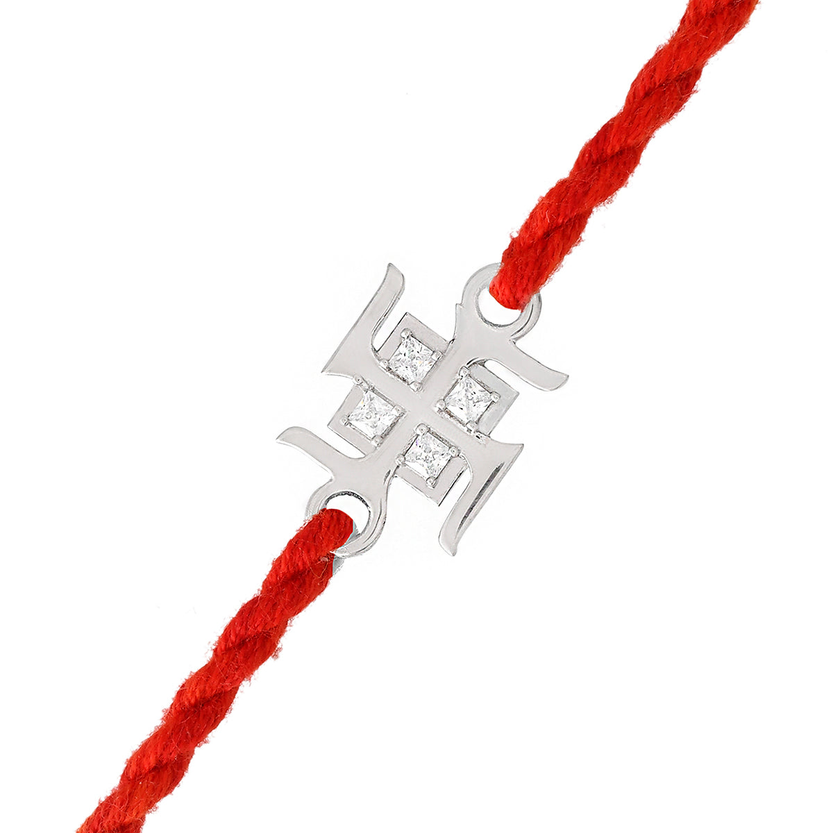 trueBrowns 925 Sterling Silver Precious Swastik Thread Rakhi | Grocsy