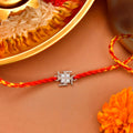 trueBrowns 925 Sterling Silver Precious Swastik Thread Rakhi | Grocsy
