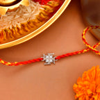 trueBrowns 925 Sterling Silver Precious Swastik Thread Rakhi | Grocsy