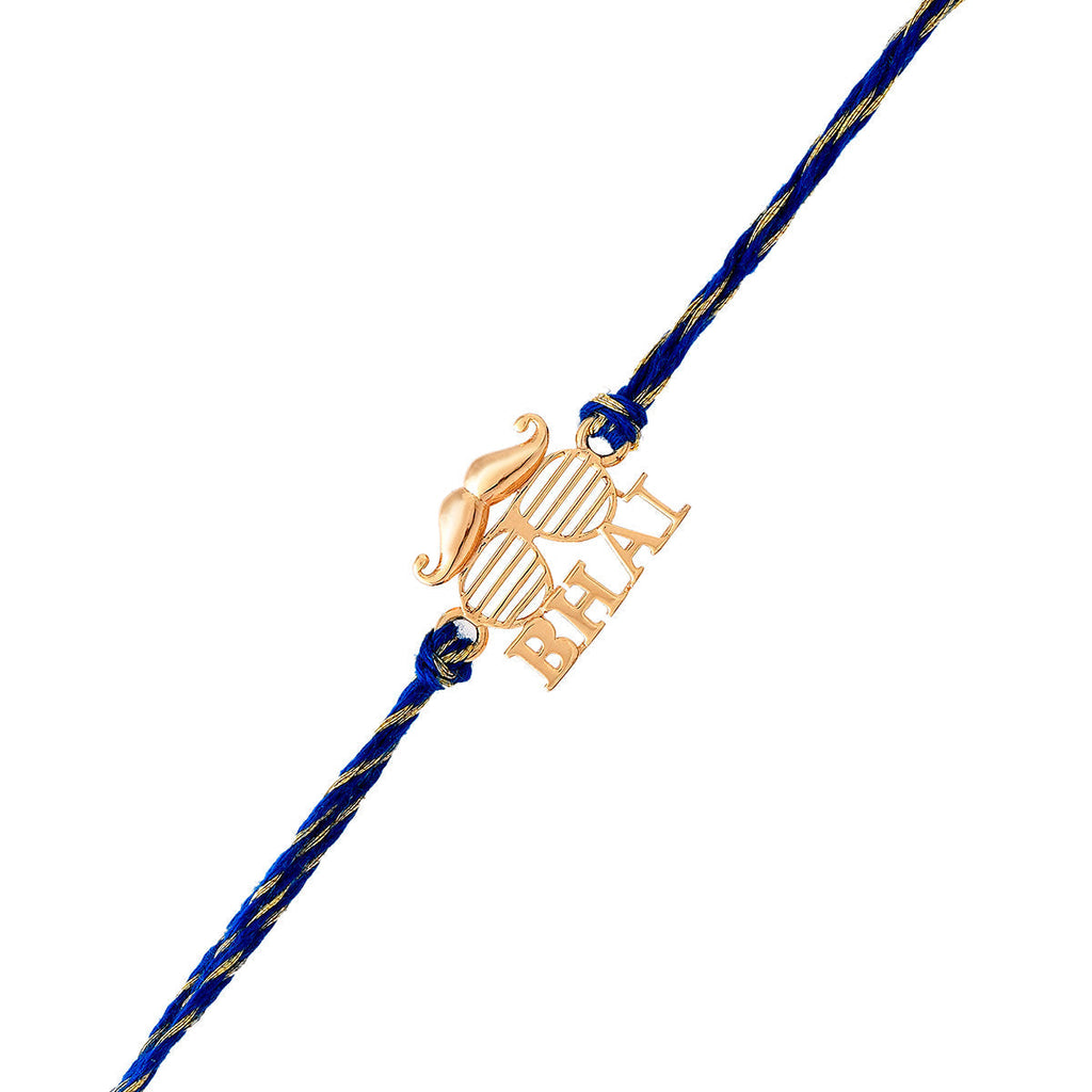 trueBrowns X Voylla 925 Sterling Silver Gold-Polished Gold Micron Plated Bhai Thread Rakhi | Grocsy