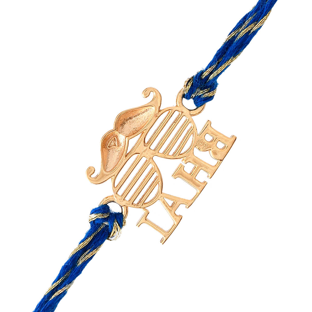 trueBrowns X Voylla 925 Sterling Silver Gold-Polished Gold Micron Plated Bhai Thread Rakhi | Grocsy
