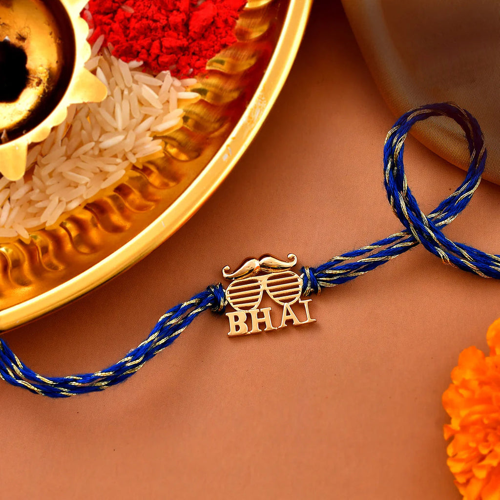 trueBrowns X Voylla 925 Sterling Silver Gold-Polished Gold Micron Plated Bhai Thread Rakhi | Grocsy
