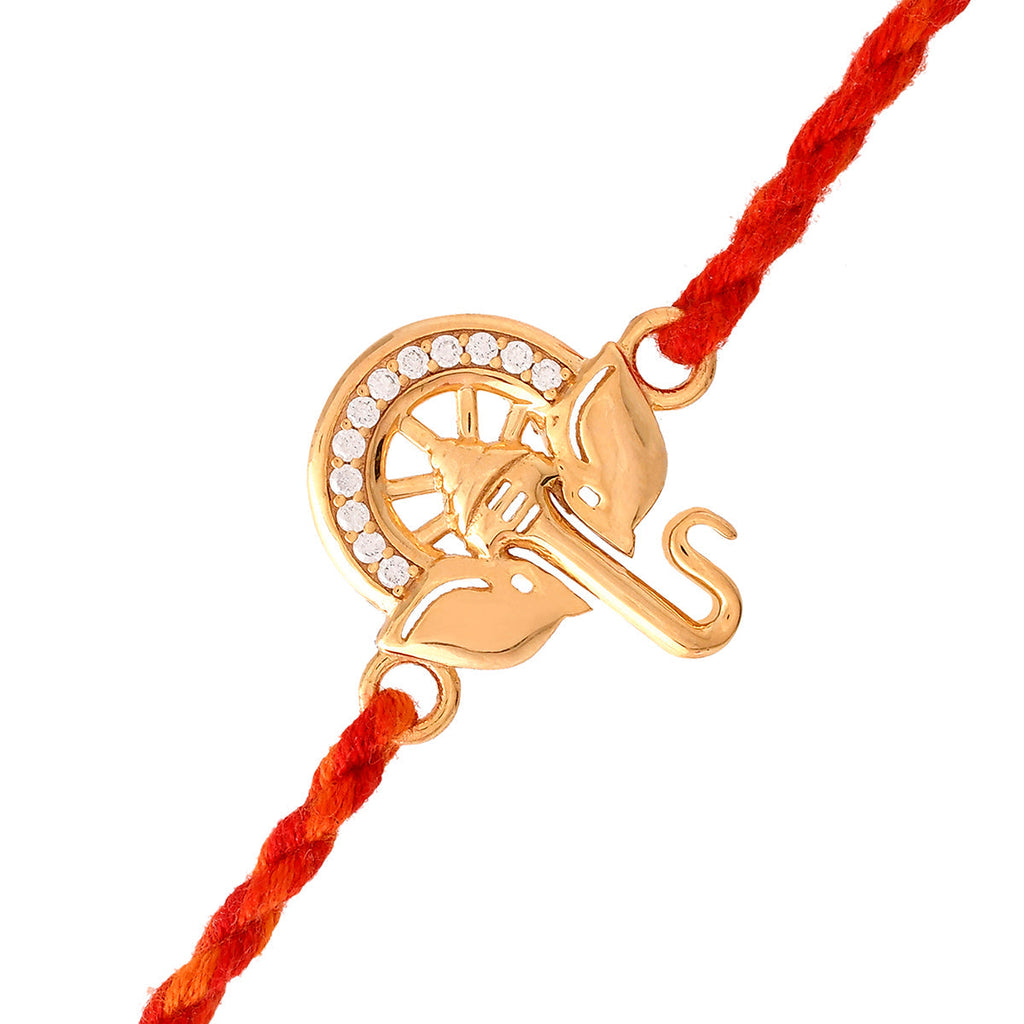 trueBrowns X Voylla 925 Sterling Silver Ganesha Gold-Polished Gold Micron Plated Thread Rakhi | Grocsy