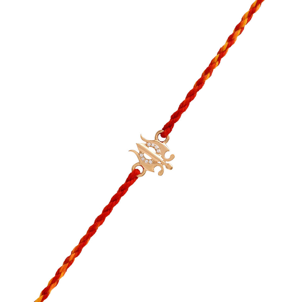 trueBrowns 925 Sterling Silver Gold-Polished Gold Micron Plated Trishul Thread Rakhi | Grocsy